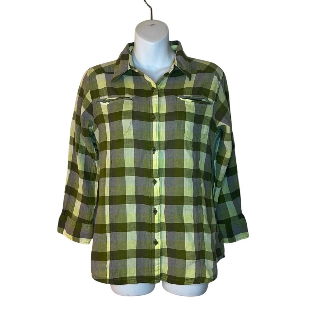 The North Face plaid button-down boyfriend shirt size M - EUC